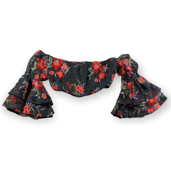 Lovers + Friends Off The Shoulder Ella Embroidered Crop Size XXS - Picture 5 of 7